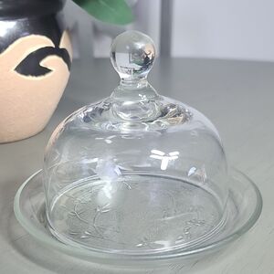 Princess House Elegant Glass Butter Dish with Dome Lid